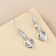 Artisan Crafted Polki Diamond Heart Earrings (With Hook) in Platinum Overlay Sterling Silver 0.32 Ct.