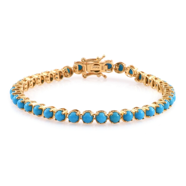 Arizona Sleeping Beauty Turquoise (Rnd) Bracelet (Size 7.5) in 14K Gold Overlay Sterling Silver 9.50