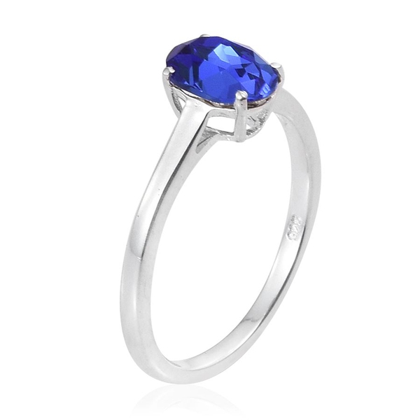 - Sapphire Colour Crystal (Ovl) Solitaire Ring and Pendant in Sterling Silver