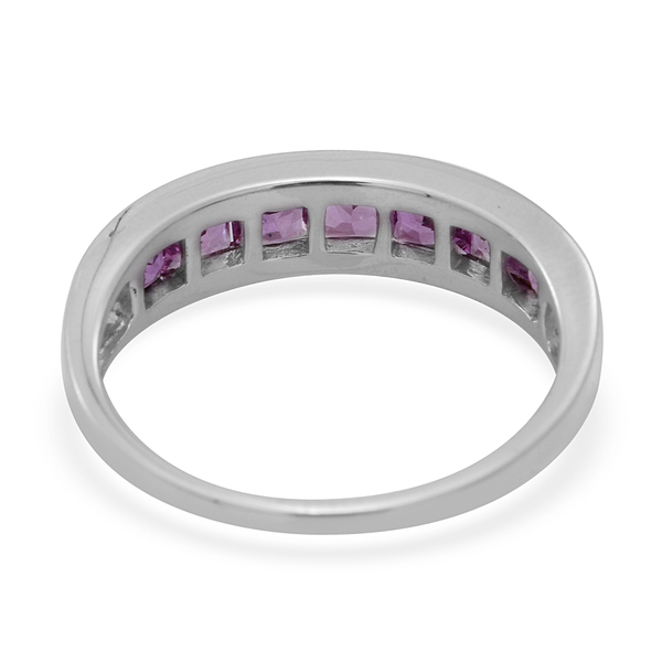 14K W Gold Pink Sapphire (Sqr) Half Eternity Band Ring 2.500 Ct.