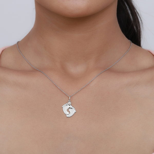 Diamond Pendant With Chain in Platinum Plated Sterling Silver