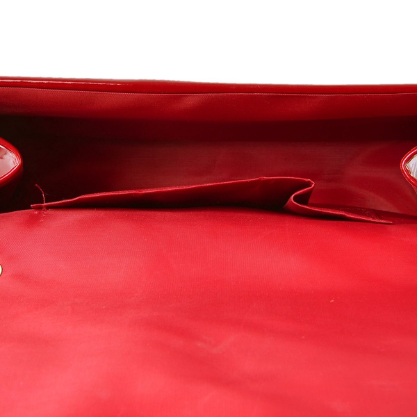 Red Wine Colour Clutch Bag with Chain Strap (Size 21X12X5 Cm)