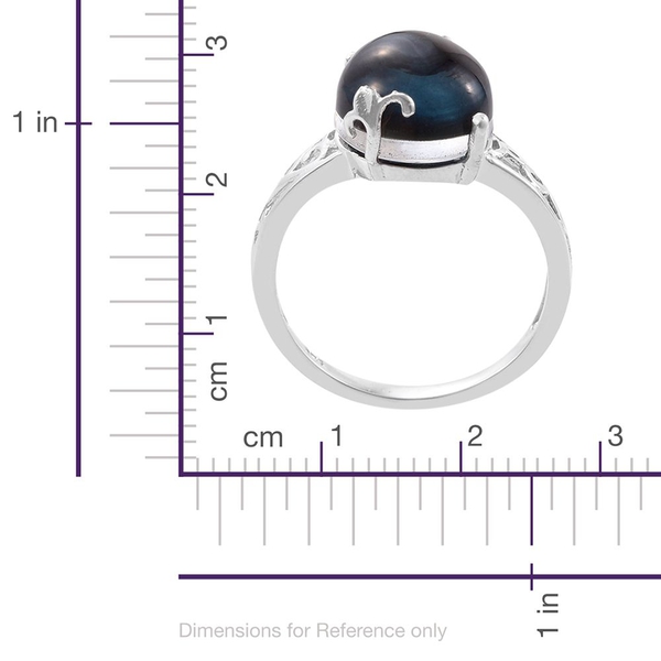 Indicolite Quartz (Ovl) Solitaire Ring in Platinum Overlay Sterling Silver 6.250 Ct.