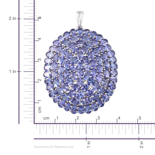 Limited Edition - 9K W Gold AA Tanzanite (Ovl) Cluster Pendant 16.250 Ct. (Gold Wt. 7.65 Gram)