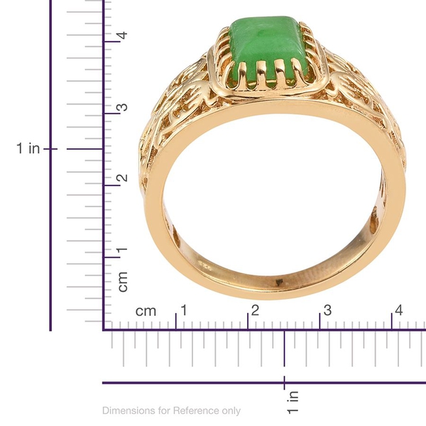 Green Jade (Bgt) Solitaire Ring in 14K Gold Overlay Sterling Silver 2.750 Ct.