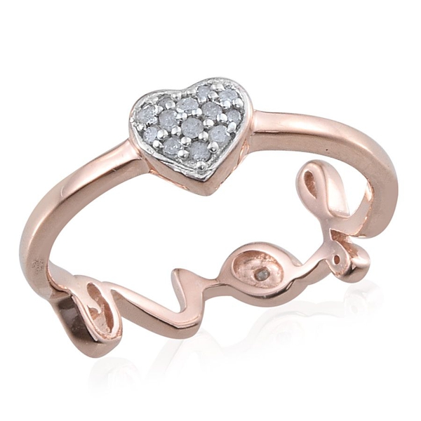 Diamond (Hrt) Love Ring in Rose Gold Overlay Sterling Silver 0.100 Ct.