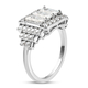 Lustro Stella Platinum Overlay Sterling Silver Cluster Ring Made with Finest CZ 2.83 Ct.