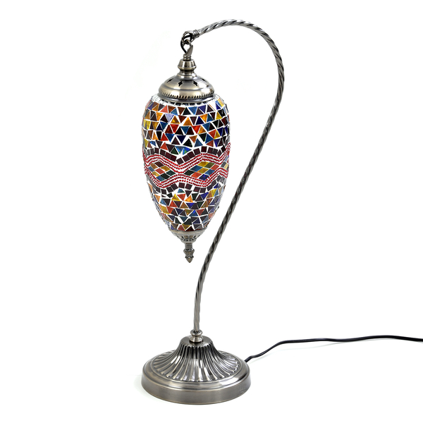 Handmade Turkish Mosaic Table Lamp (Size 55x15Cm) - Red & Multi