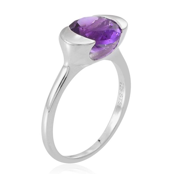 Amethyst (Rnd) Solitaire Ring in Sterling Silver 2.500 Ct.