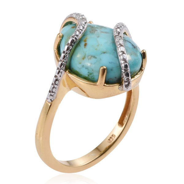 Arizona Matrix Turquoise (Pear 8.00 Ct), Diamond Ring in 14K Gold Overlay Sterling Silver 8.020 Ct.