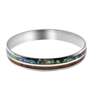Abalone Shell Bangle (Size 7) in Stainless Steel