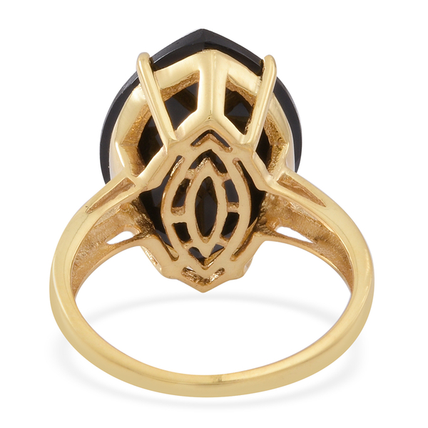 Boi Ploi Black Spinel (Mrq) Ring in 14K Gold Overlay Sterling Silver 14.500 Ct.