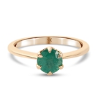 9K Yellow Gold AAA Kagem Zambian Emerald Solitaire Ring (Size S)