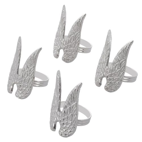 Set of 4 - Angel Wings Cast Aluminum Napkin Ring with Gift Box ...