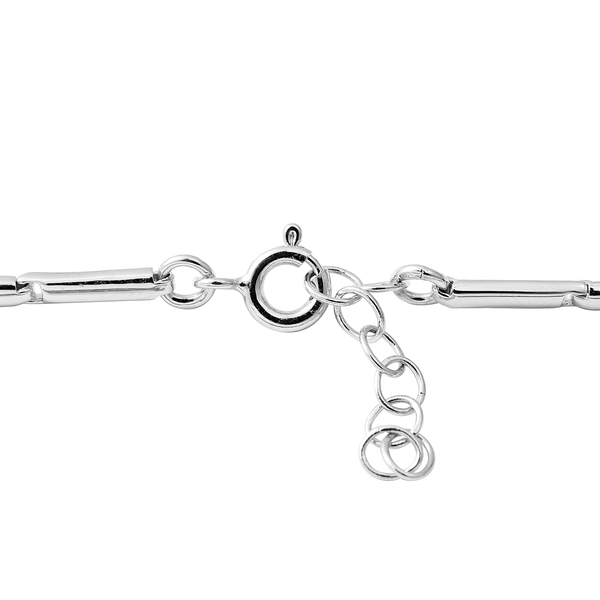ELANZA Simulated Diamond (Rnd) Bracelet (Size 7.5 with Extender) in Rhodium Overlay Sterling Silver