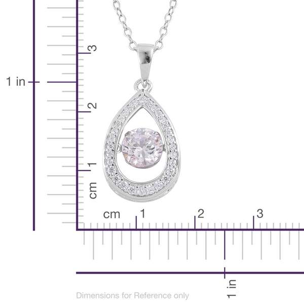 ELANZA AAA Simulated White Diamond Pendant With Chain in Rhodium Plated Sterling Silver