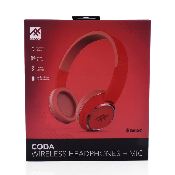 Coda Wireless Headphone With Mic - Red