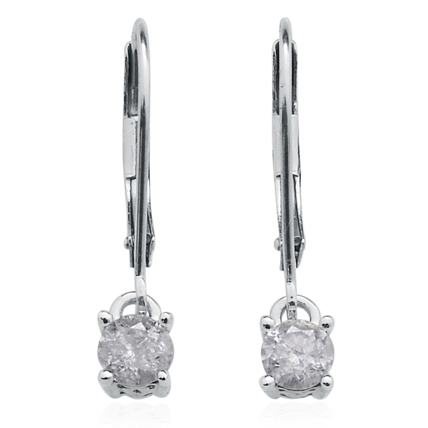 9K W Gold SGL Diamond (Rnd) (GH-I3) Lever Back Earrings 0.500 Ct.