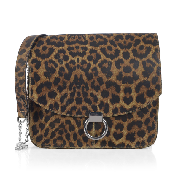 Close Out Deal Super Chic Leopard Print 100% Genuine Leather Handbag Size 25x25x8.5 Cm