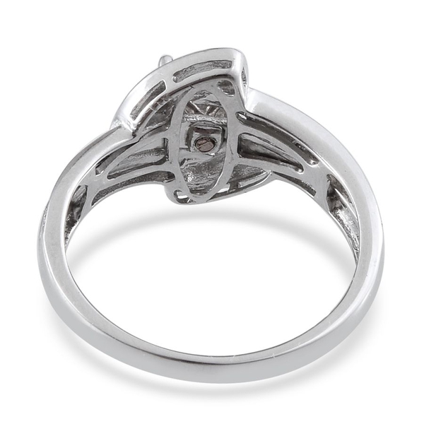 Blue Diamond (Rnd), Natural Champagne Diamond and Yellow Diamond Interchangeable Ring in Platinum Overlay Sterling Silver