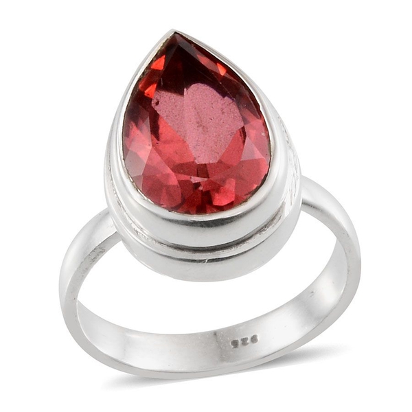 Padparadscha Colour Quartz (Pear) Solitaire Ring in Sterling Silver 6.420 Ct.