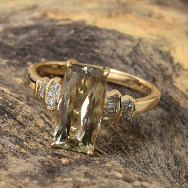 Collectors Edition- ILIANA 18K Yellow Gold AAA Turkizite (Cush) and Diamond (SI/G-H) Ring 2.850 Ct.
