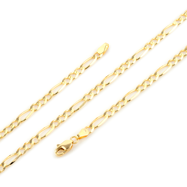 Hatton Garden Close Out Deal- 9K Yellow Gold Figaro Necklace (Size - 24) with Lobster Clasp, Gold Wt