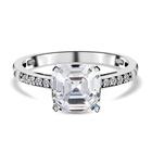 ELANZA Simulated Diamond (Asscher Cut) Ring (Size S) in Rhodium Overlay Sterling Silver