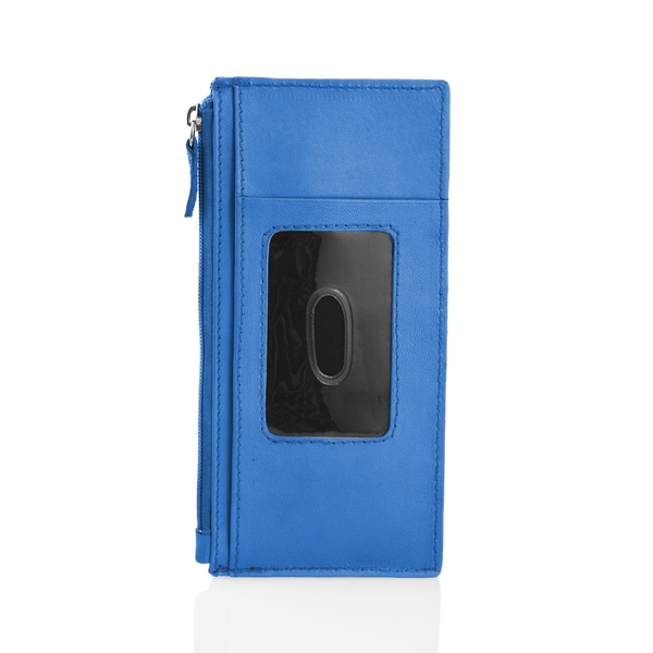 Genuine Leather RFID Blocker Blue Colour Ladies Wallet