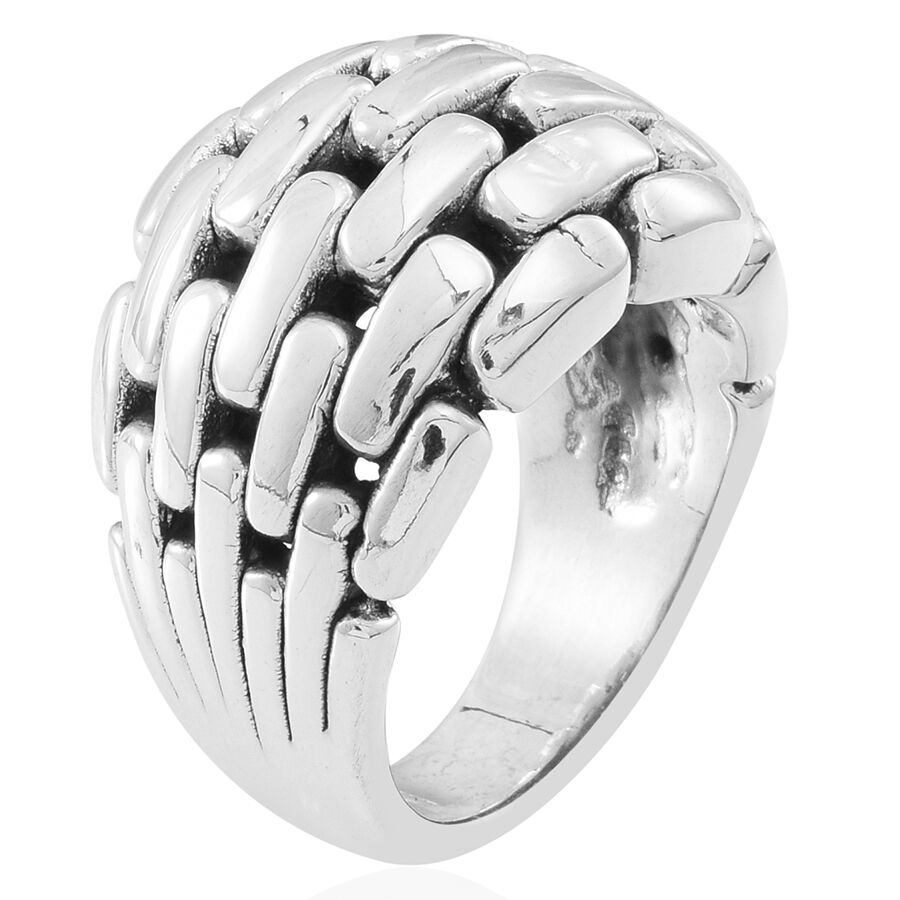 Statement Collection Sterling Silver Link Design Ring, Silver wt 7.16 Gms.