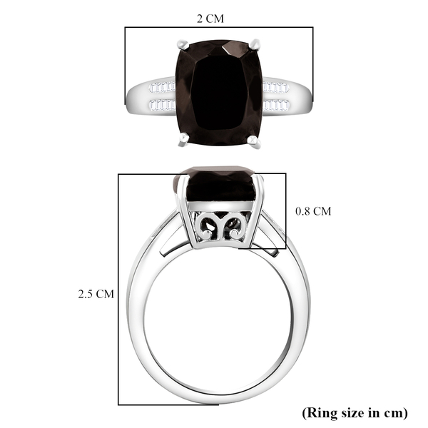 Elite Shungite and Diamond Ring in Platinum Overlay Sterling Silver 3.33 Ct.