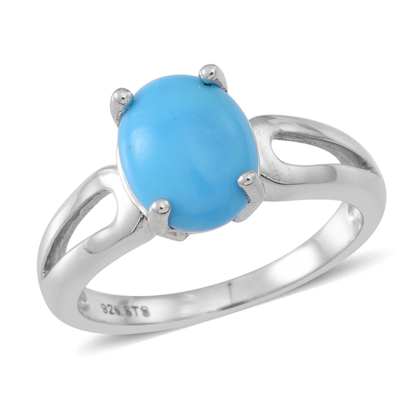 Arizona Sleeping Beauty Turquoise (Ovl) Solitaire Ring in Sterling Silver 2.000 Ct.