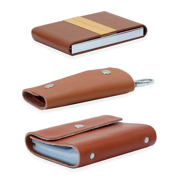 Brown Colour Wallet, Key Chain Holder and Card Holder