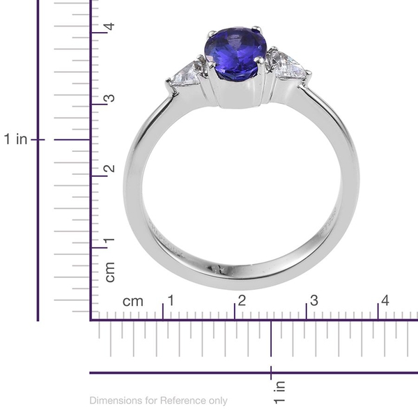RHAPSODY 950 Platinum 1.25 Carat AAAA Tanzanite Oval Ring, with Trillion Diamonds VS E-F.