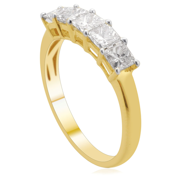 ILIANA 18K Y Gold IGI Certified Diamond (Sqr) (SI - G-H) 5 Stone Ring 1.000 Ct.
