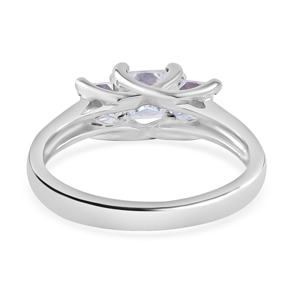 Moissanite Ring in Rhodium Overlay Sterling Silver 1.43 Ct.