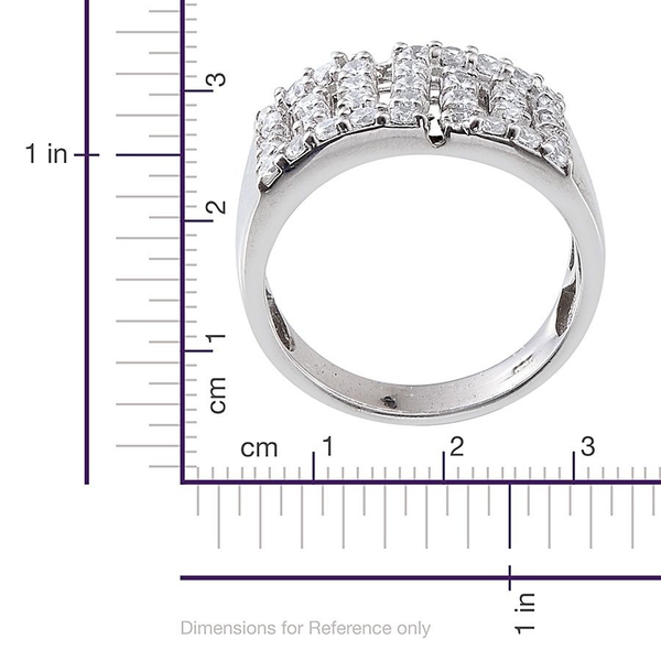 Simulated Diamond (Rnd) Ring in Platinum Overlay Sterling Silver