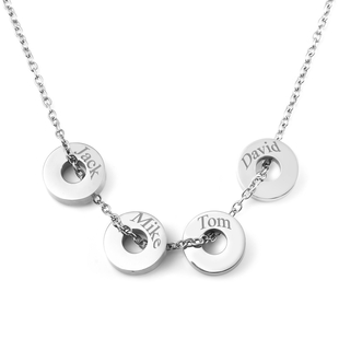 Personalised Engravable 4 Polo Charm Necklace with 20 Inch Chain In Stainless Steel