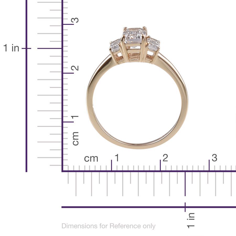 9K Y Gold (Oct) 3 Stone Ring Made with Finest CZ 1.560 Ct.