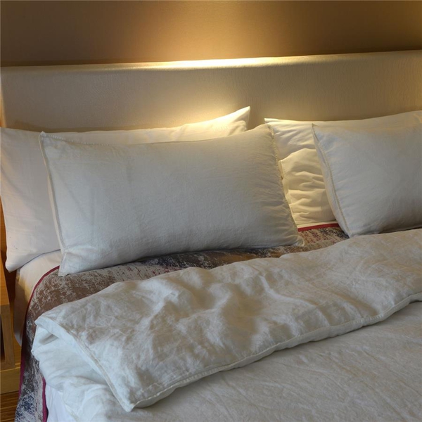 100% Linen Stone Washed Off White Colour Double Size Duvet Cover (Size 200x200 Cm) and Two Pillow Cases (Size 75x50 Cm)