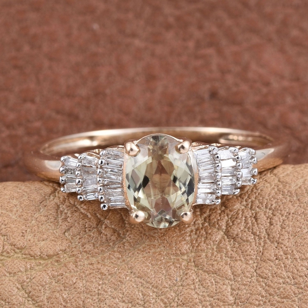 9K Y Gold Natural Turkizite (Ovl 0.85 Ct), Diamond Ring 1.000 Ct.