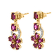 Rhodolite Garnet, Natural Cambodian Zircon Dangling Earrings ( With Push Back) in Yellow Gold Overlay Sterling Silver 4.58 Ct.
