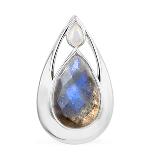 Sajen Silver ILLUMINATION Collection - Labradorite and Rainbow Moonstone Pendant in Platinum Overlay Sterling Silver 7.360 Ct.