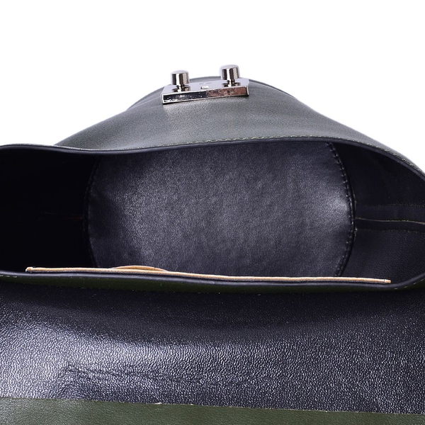 Greenwich Classic Structured Dark Green Messenger Bag with Adjustable Shoulder Strap ( Size 24.5x24x16x16 Cm)