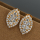 Lustro Stella 14K Gold Overlay Sterling Silver Stud Earrings (with Push Back) Made with Finest CZ 2.76 Ct.