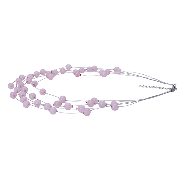Rose Quartz Necklace (Size 18) in Silver Tone 20.000 Ct.