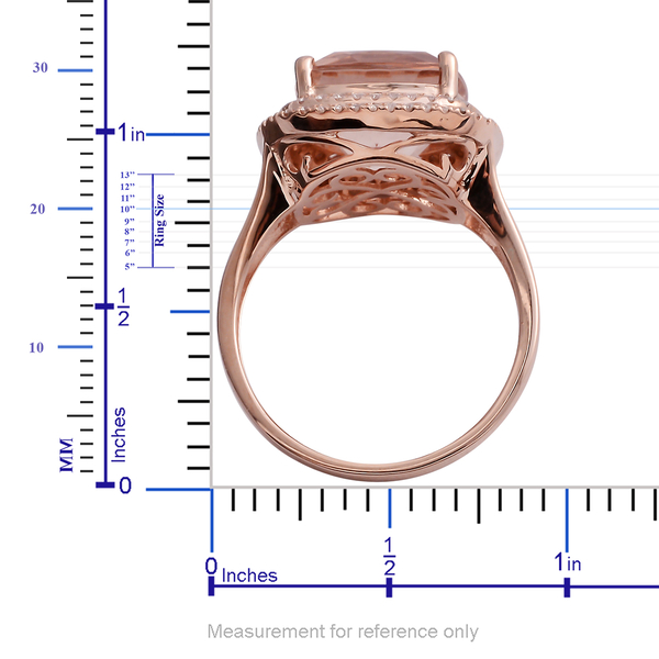 ILIANA 18K Rose Gold AAA Marropino Morganite (Cush 12mm, 6.50 Ct) and Diamond (SI/G-H) Ring 6.920 Ct.