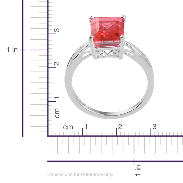 Padparadscha Quartz (Oct) Solitaire Ring in Sterling Silver 3.750 Ct.