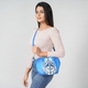SUKRITI 100% Genuine Leather Peacock Hand Painted Crossbody Bag (28x9x20cm) with Adjustable Shoulder Strap - Royal Blue