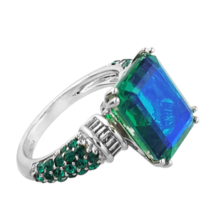 Sajen Silver CULTURAL FLAIR Collection - Carribean Rainbow Doublet Quartz and  Emerald Crystal Ring in Sterling Silver